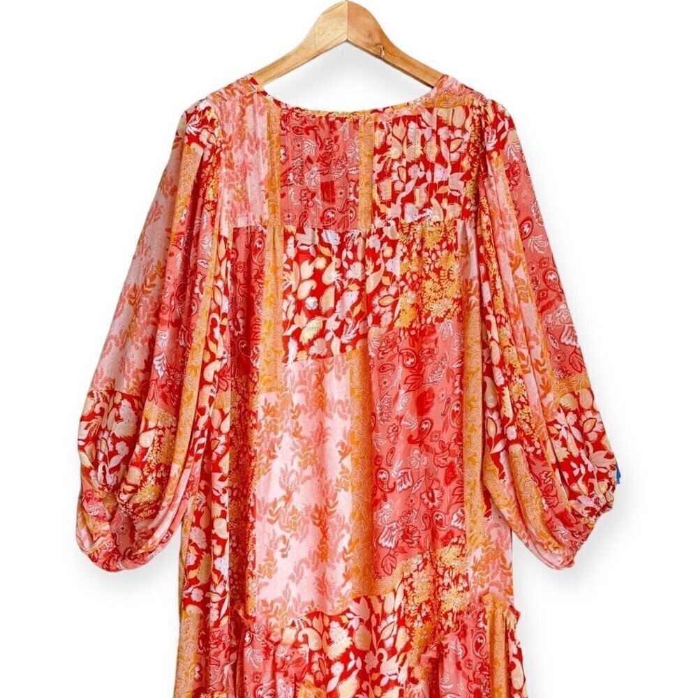 Talisman Sabrina Midi Dress Relaxed Oversized Bohemian Bonfire Size L NEW Boho - Picture 8 of 11